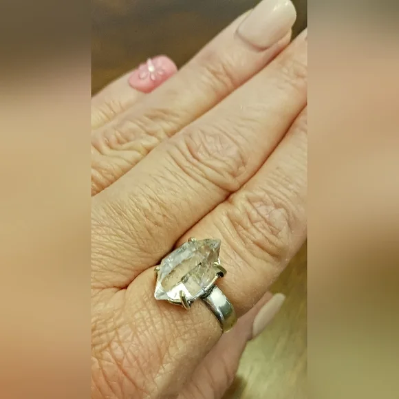 Herkimer Diamond 925 Sterling Silver Ring, Size 9 - Picture 11 of 12